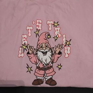 Pink Graphic Tee with Gnome Design